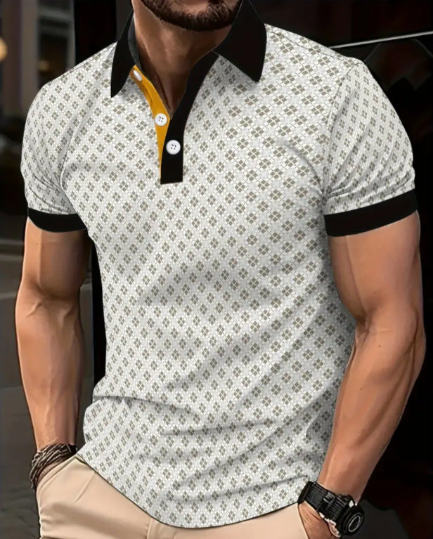 Herren Poloshirt mit Kontrastdetails Modern Strukturiert