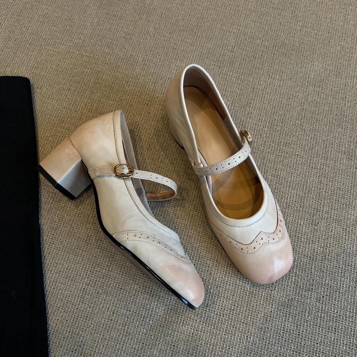 Damen Mary Janes Schuhe Elegante Riemen Ledersohle
