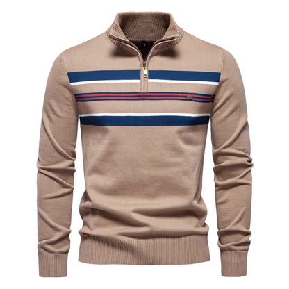 Herren Strickpullover Halbzipper Modern Streifen Design