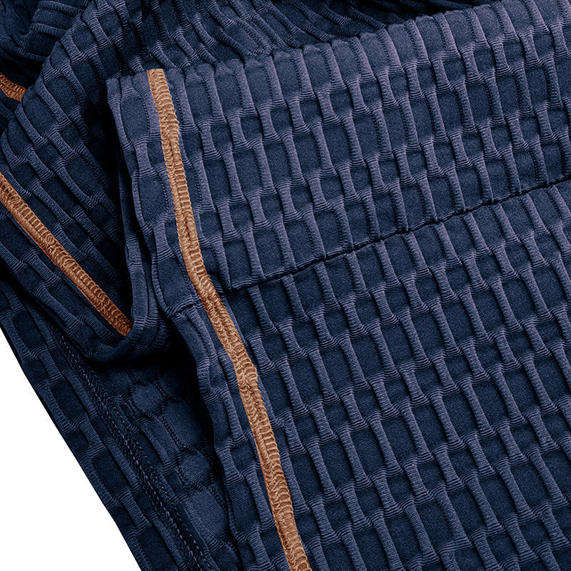 Herren Langarmshirt Strukturiert Kontrastnähte Trendig