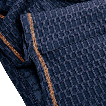 Herren Langarmshirt Strukturiert Kontrastnähte Trendig