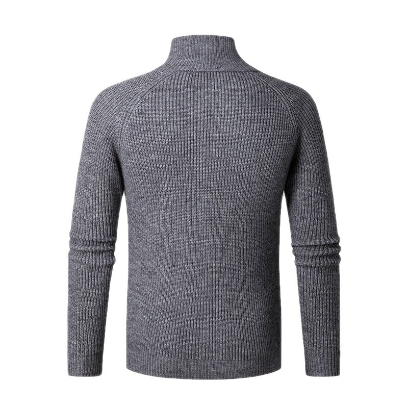 Herren Strickjacke Hochkragen Rippstruktur Modern