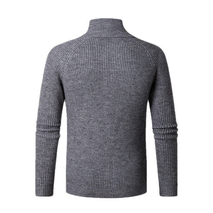 Herren Strickjacke Hochkragen Rippstruktur Modern
