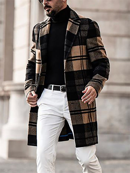Herren Wintermantel Karierter Warm mit Innenfutter - BerlinGlamour