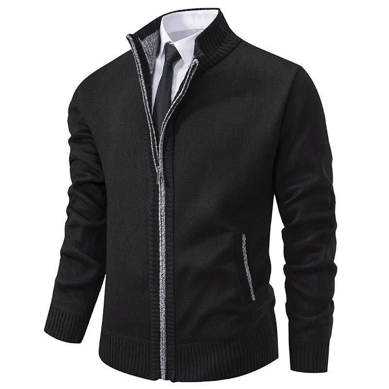Herren Strickjacke Sportlich Stehkragen Reißverschluss