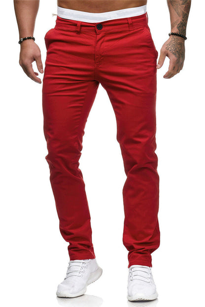 Herren Slim Fit Chino Hose Elastisch Mit Taschen Modern