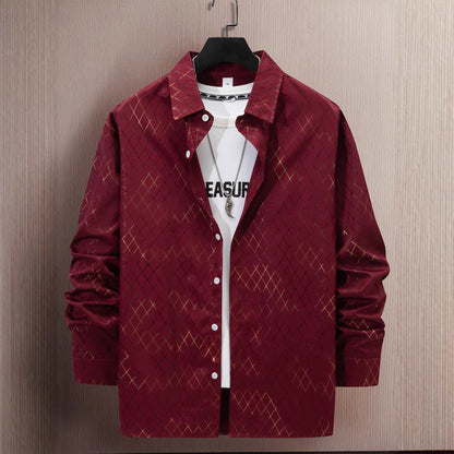 Herren Hemd Langarm Rautenmuster Modern Elegantes Design
