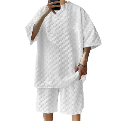 Herren T-Shirt Shorts Set Leicht Entspannt Kurzarm Sommer