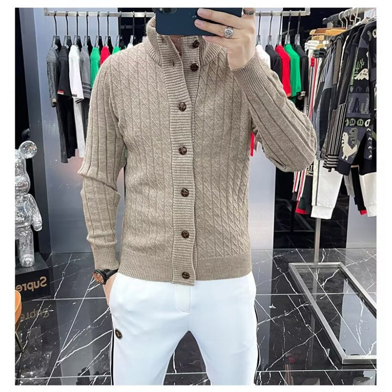 Herren Strickjacke Strukturiert Knopfleiste Modern