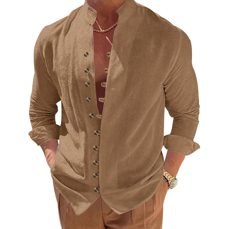 Herren Hemd Modern Stehkragen Slim Fit Designer