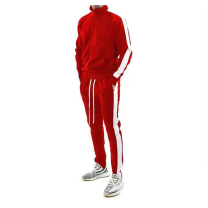 Herren Trainingsanzug Slim Fit Sportlich Hoher Kragen