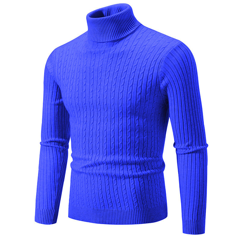 Herren Pullover Strukturiert Zopfmuster Hochkragen Modern