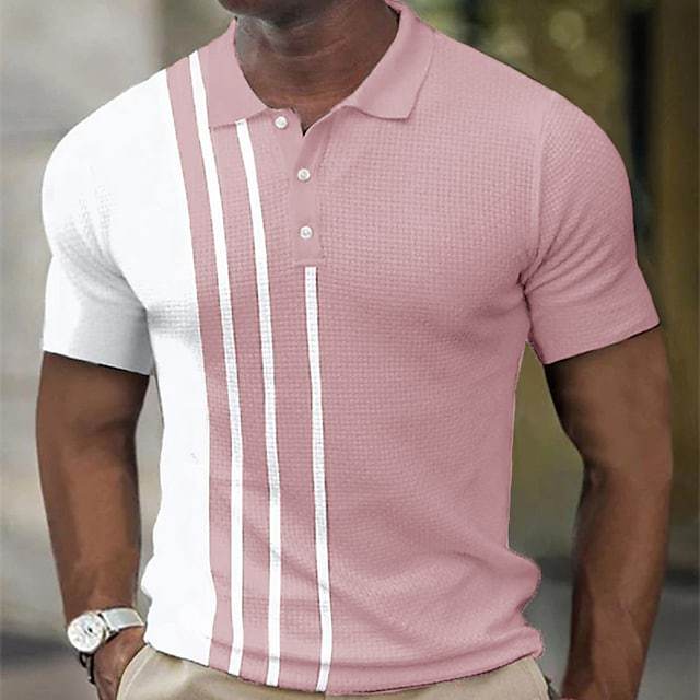 Herren Polohemd Sportlich Streifen Modern