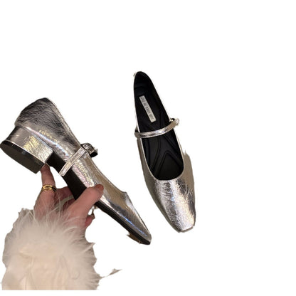Damen Slingback Ballerinas Elegant Glänzend Schuhe