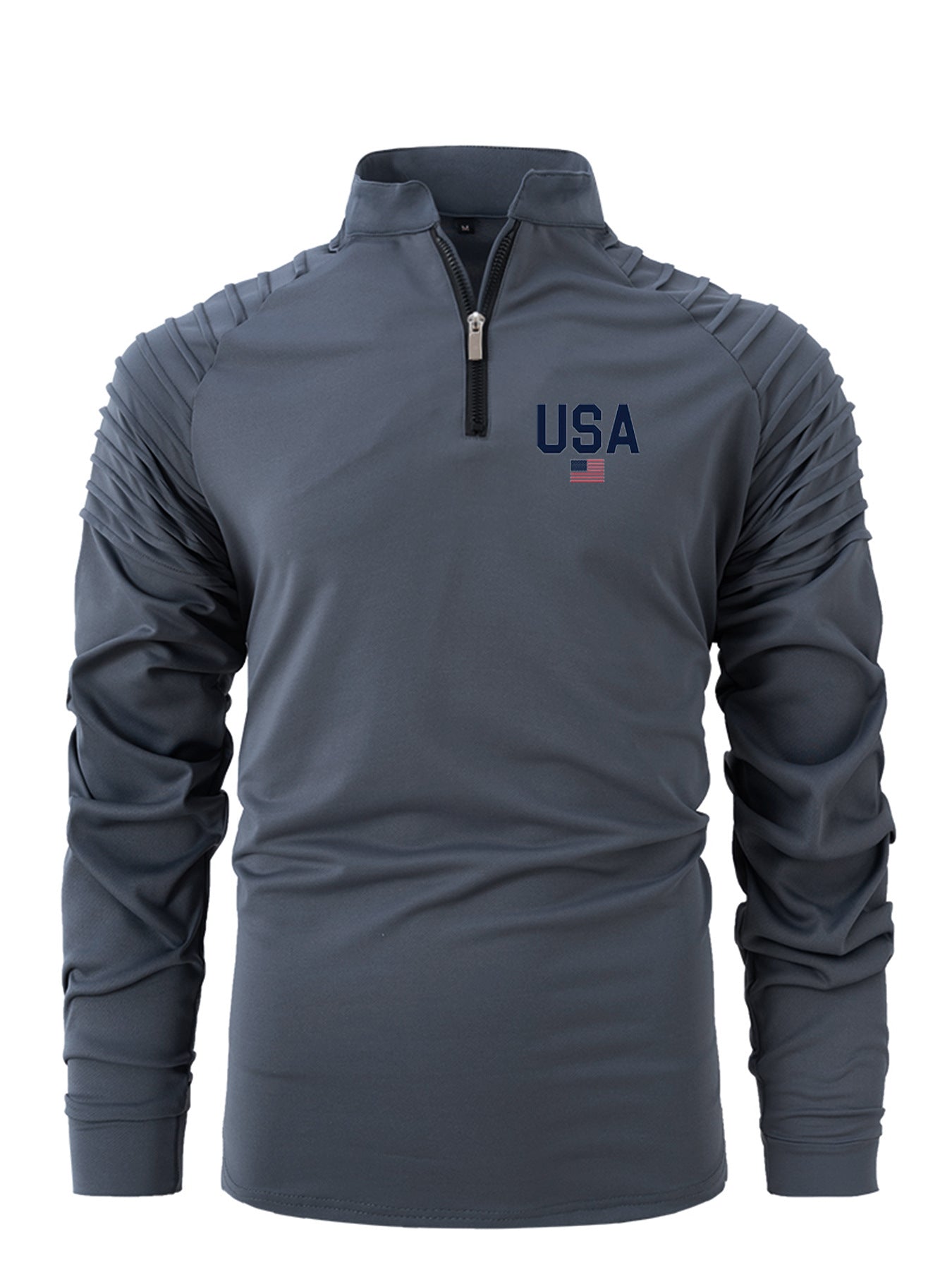 Herren Pullover Funktionsshirt Stehkragen Ripp Ärmel Sportlich