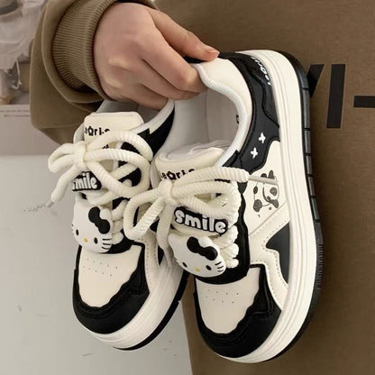 Damen Sneaker Sportlich Panda Design Rutschfest