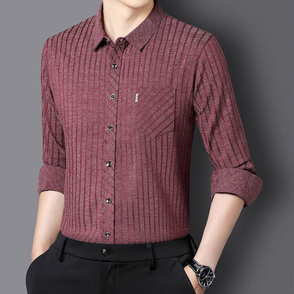 Herren Slim Fit Langarmhemd Modern Strukturiert