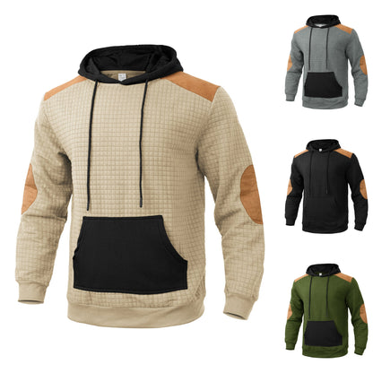 Herren Kapuzenpullover Modern mit Lederakzenten Schwarz - BerlinGlamour