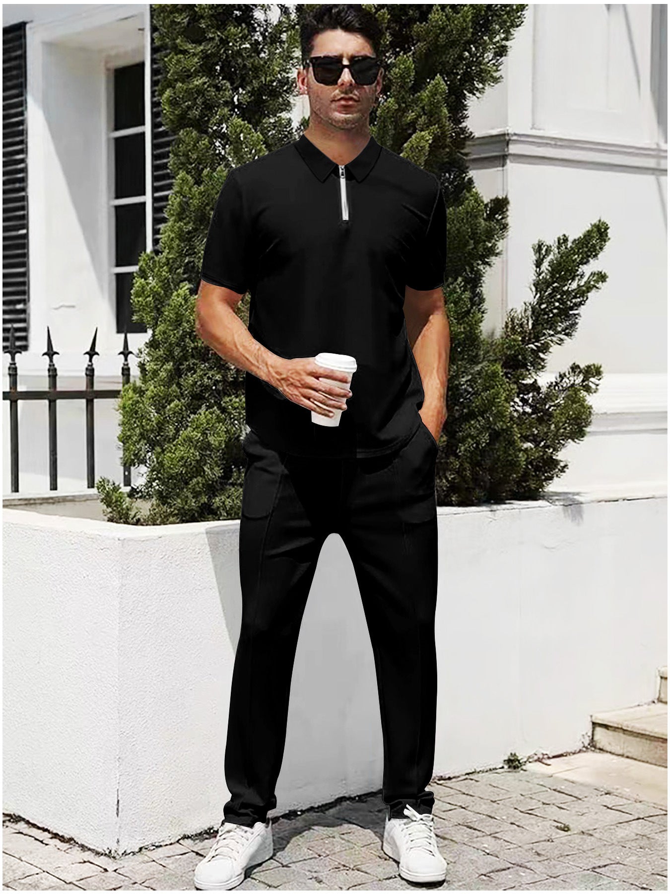Herren Sportanzug Jogging Set Polo Style Modern