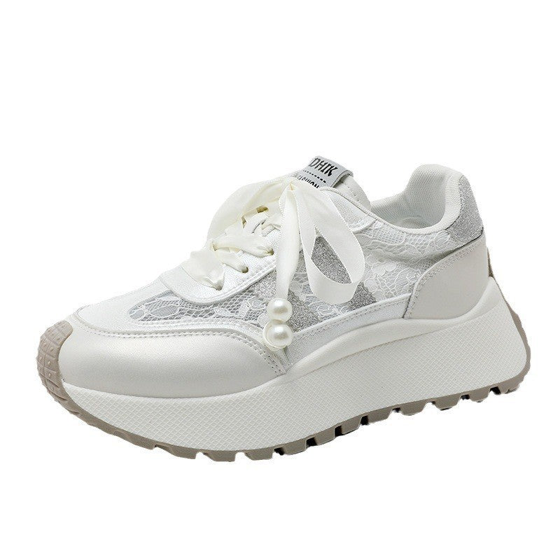 Damen Plateau Sneaker Gemustert Elegant Schnürsenkel - BerlinGlamour