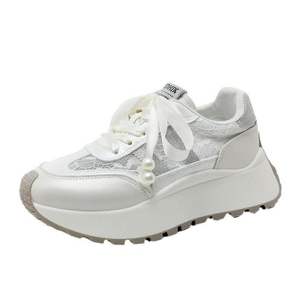 Damen Plateau Sneaker Gemustert Elegant Schnürsenkel - BerlinGlamour