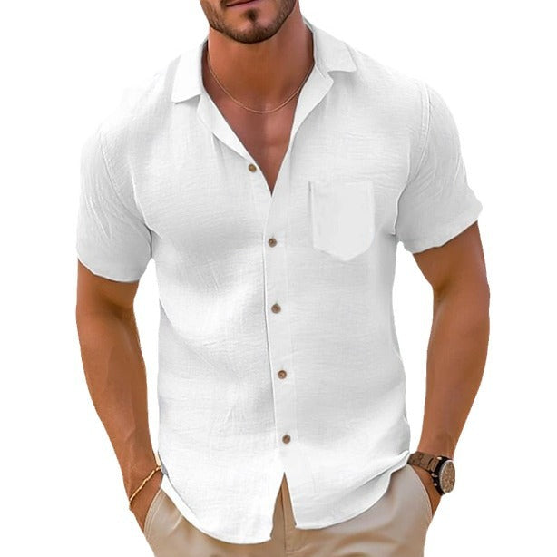 Herren Leinenhemd Kurzarm Elegant Modern