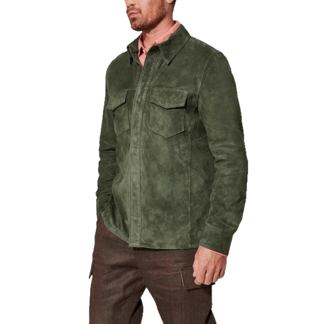 Herren Lederjacke Wildleder Stylish Schwarz