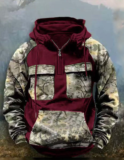 Herren Camo Kapuzenpullover Funktionsshirt Sportlich