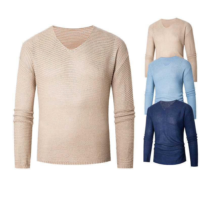 Herren Pullover V-Ausschnitt atmungsaktiver Baumwolle Elegant - BerlinGlamour