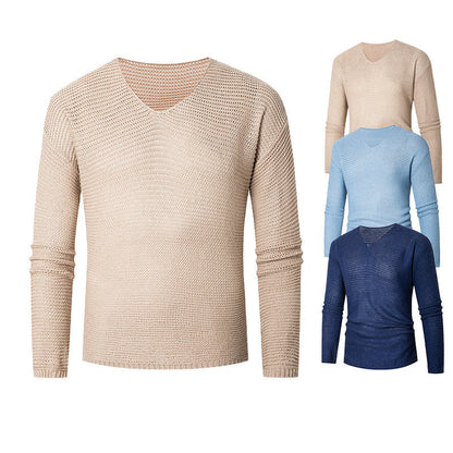 Herren Pullover V-Ausschnitt atmungsaktiver Baumwolle Elegant - BerlinGlamour