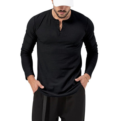 Herren Langarmshirt Mit Knopfverschluss Modern