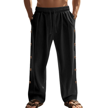 Herren Strandhose Lässig Sommerhose mit Druckknöpfen