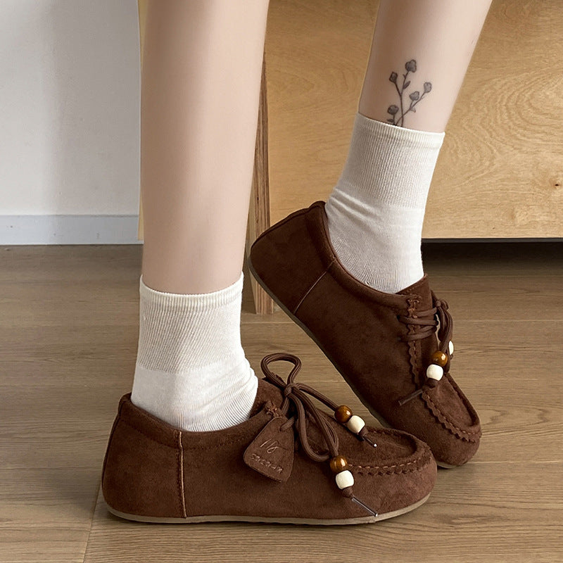 Damen Mokassins elegante Schnürung Weiches Innenfutter