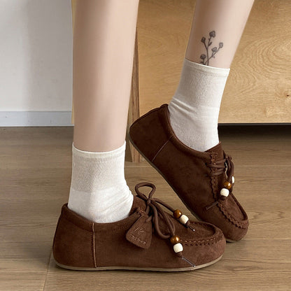 Damen Mokassins elegante Schnürung Weiches Innenfutter