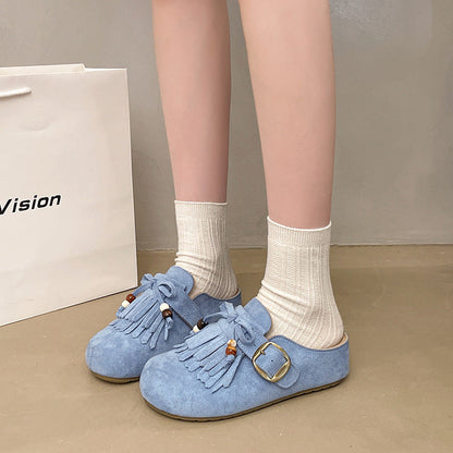 Damen Clogs Elegante Fransen Schnalle Modisch - BerlinGlamour