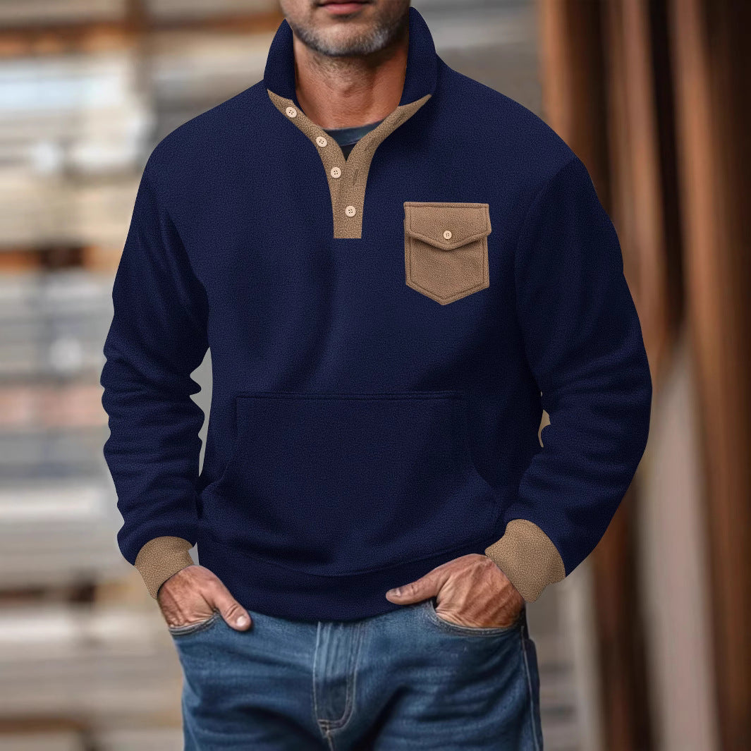 Herren Sweatshirt mit Brusttasche Großes Modell Bequem
