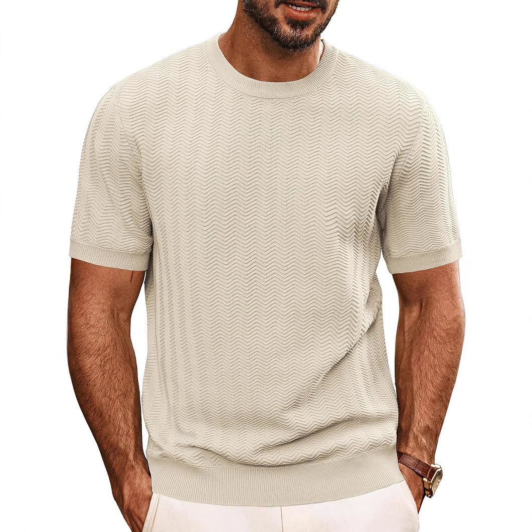 Herren Strickpullover Wellenmuster Bequem Luftig