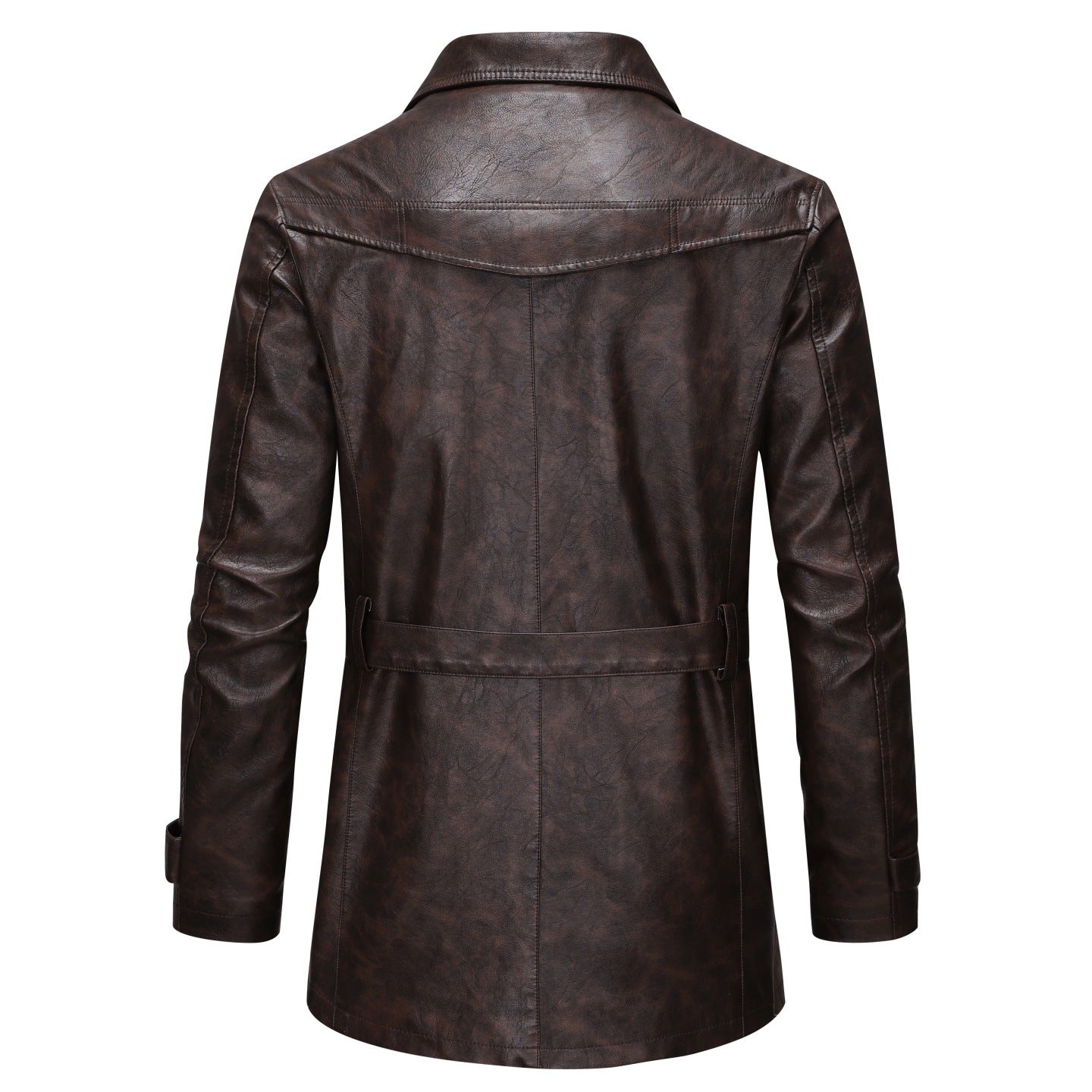 Herren Leder-Trenchcoat Elegant Vintage Stil