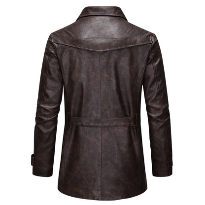 Herren Leder-Trenchcoat Elegant Vintage Stil