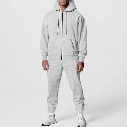 Herren Fleece Jogginganzug Kapuze Sportlich Bequem