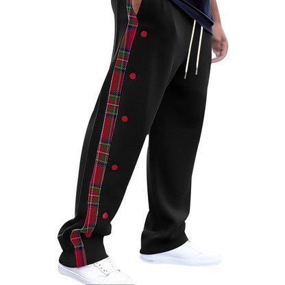 Herren Freizeithose Karomuster Modern mit Druckknöpfen