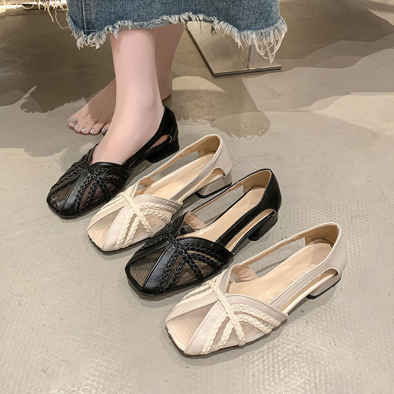 Damen Slipper Elegante Transparent Geflochtene Optik - BerlinGlamour