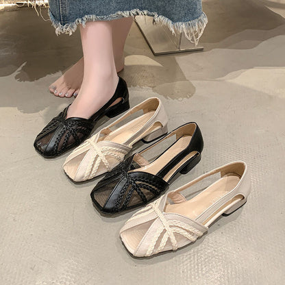 Damen Slipper Elegante Transparent Geflochtene Optik - BerlinGlamour