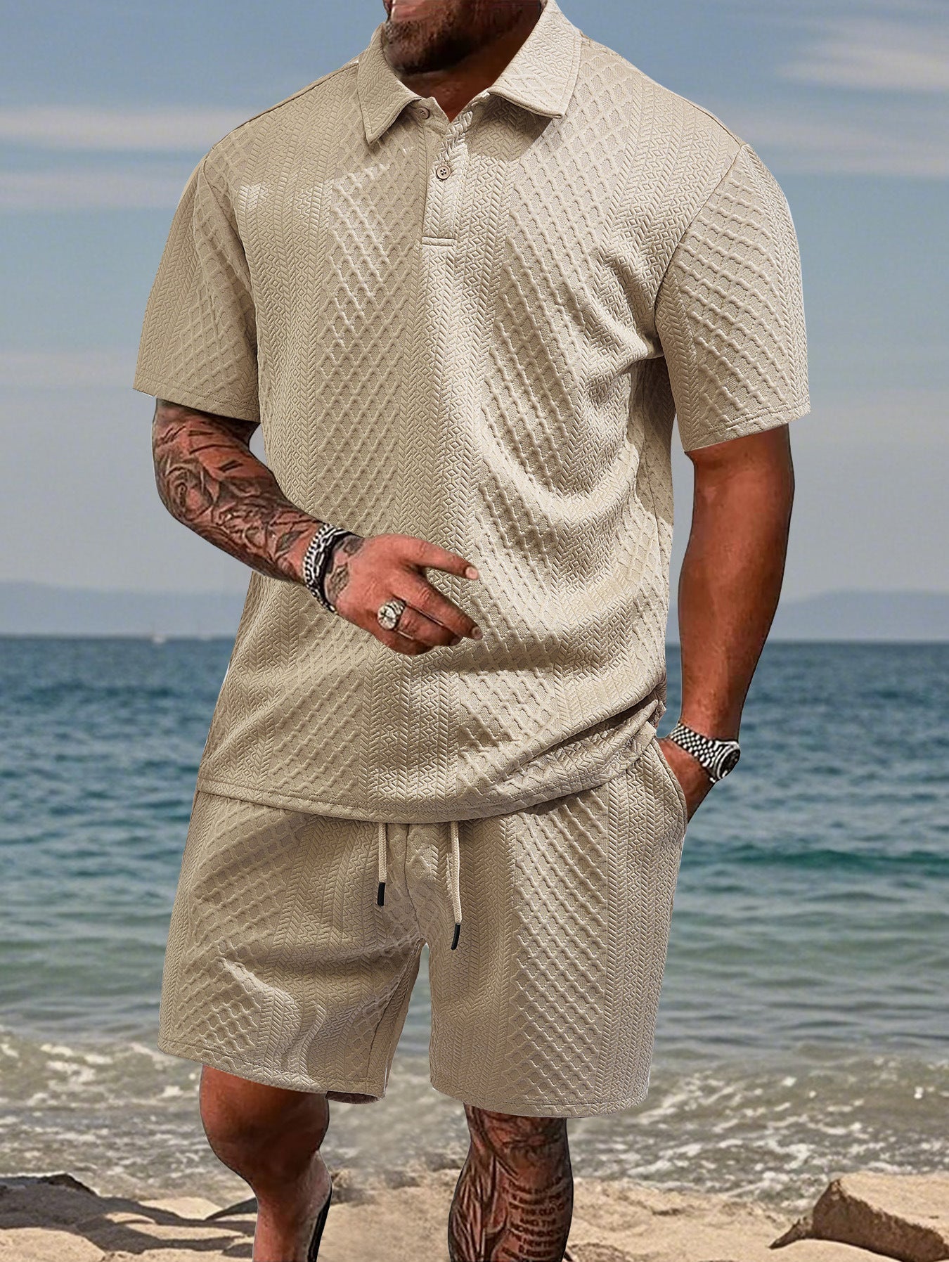 Herren Sportset Polohemd Shorts Komfort