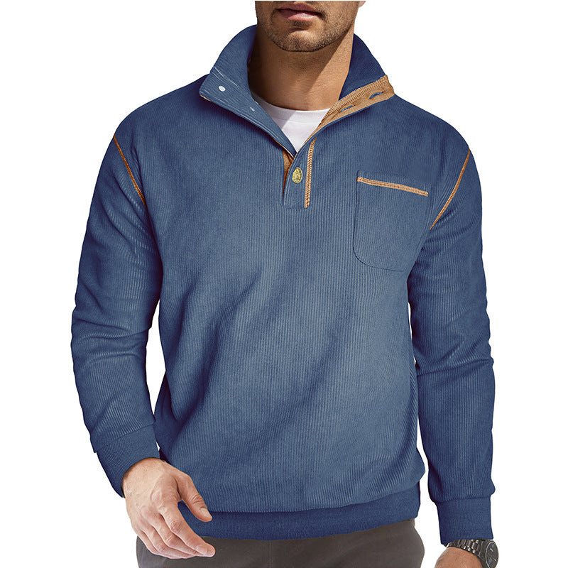 Herren Pullover Stehkragen mit Brusttasche Bequem