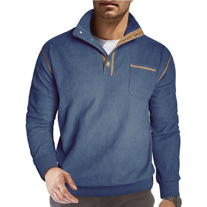 Herren Pullover Stehkragen mit Brusttasche Bequem