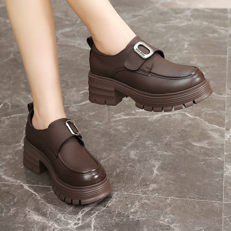Damen Halbschuhe Plateau Robust Schnalle Elegantes Design