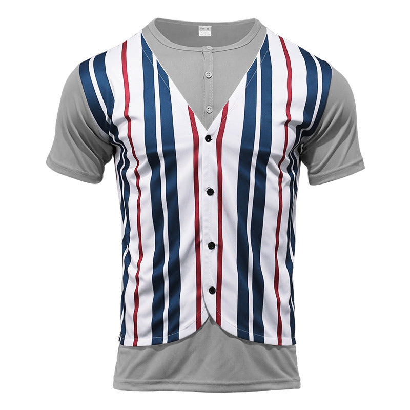 Herren Kurzarm-Shirt Modern Gestreift Trendig