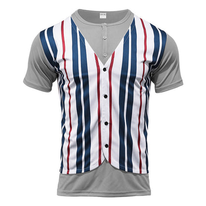 Herren Kurzarm-Shirt Modern Gestreift Trendig