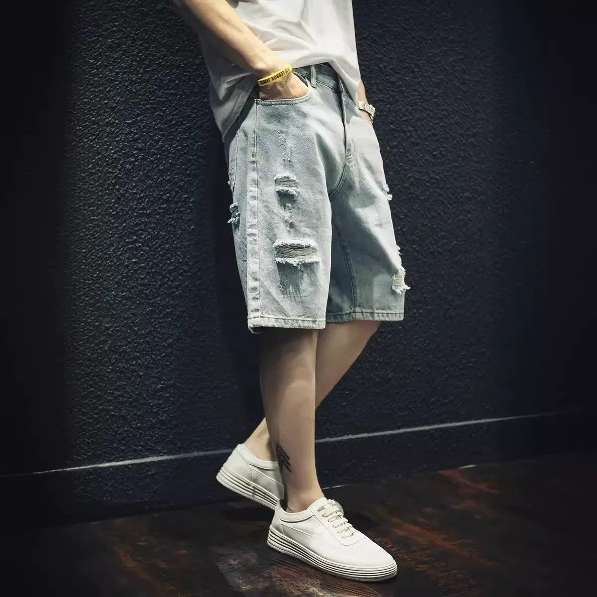 Herren Shorts Destroyed Denim Bequem Modern